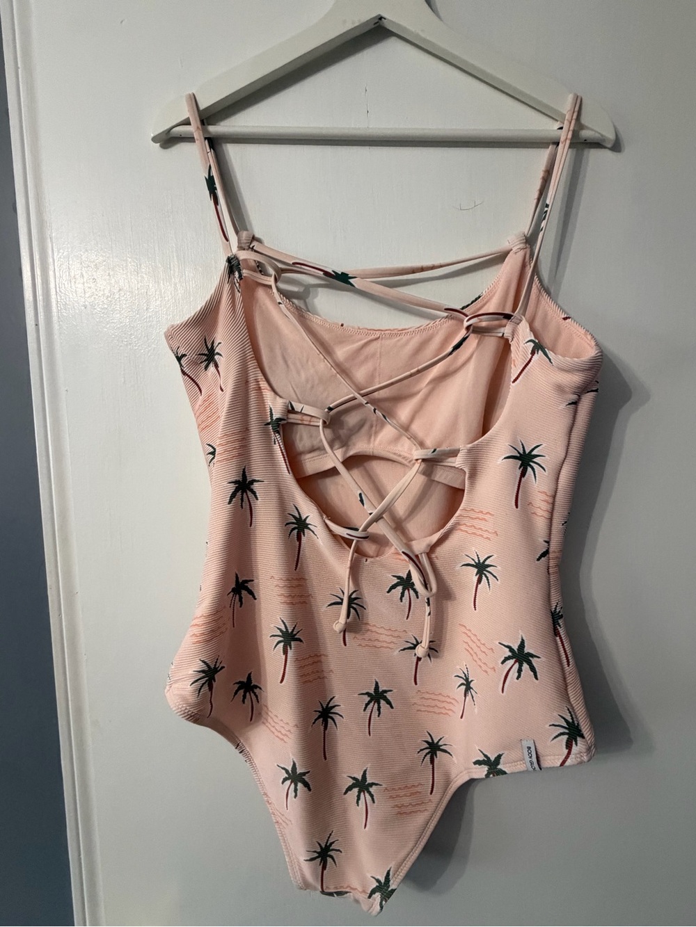 Body Glove Pink Palm-Print Lace-Up Women's Bathing Suit